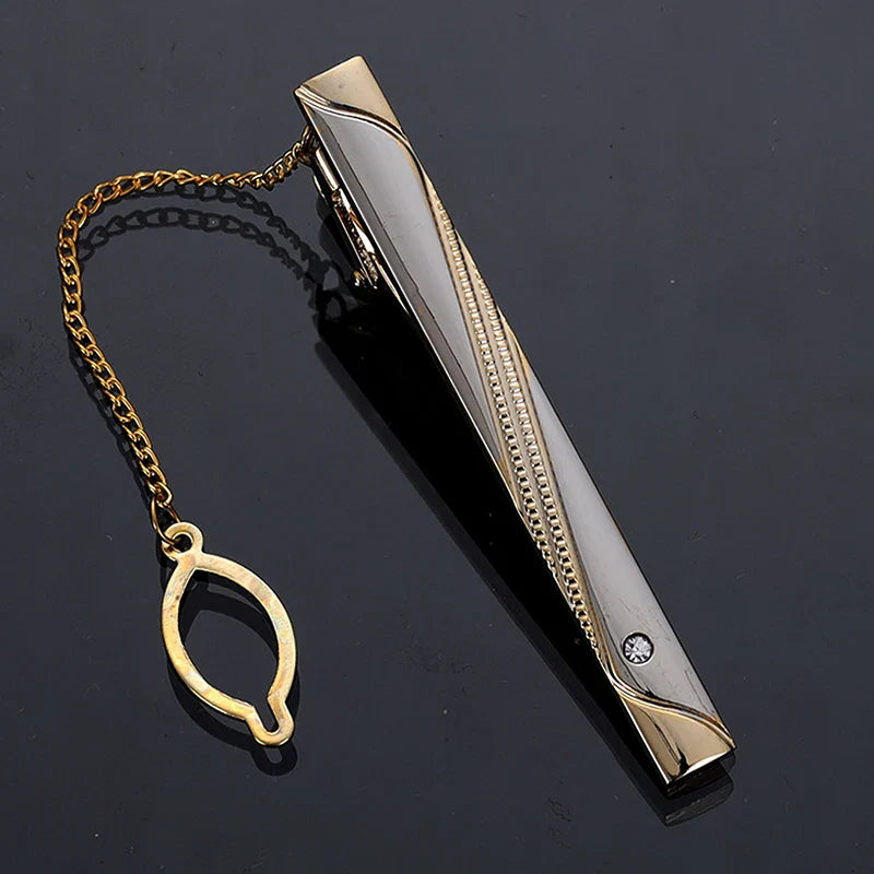Gold Tie Clip With Chain