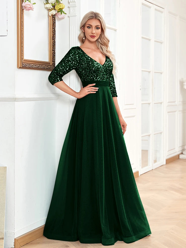 Tiered Sequin Gown
