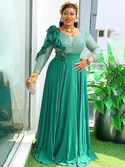 Elegant Sequin Chiffon Maxi Dress