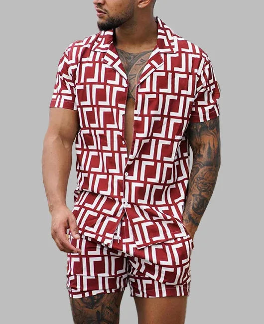 Hawaiian 3D Print Shirt Shorts Set