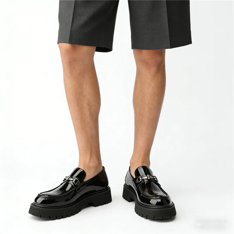 Leather Chunky Metal Shoes