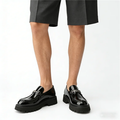 Leather Chunky Metal Shoes