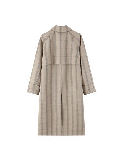 Plaid Single-Breasted Trench Coat