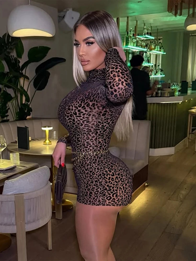 Sheer Leopard Turtleneck Romper