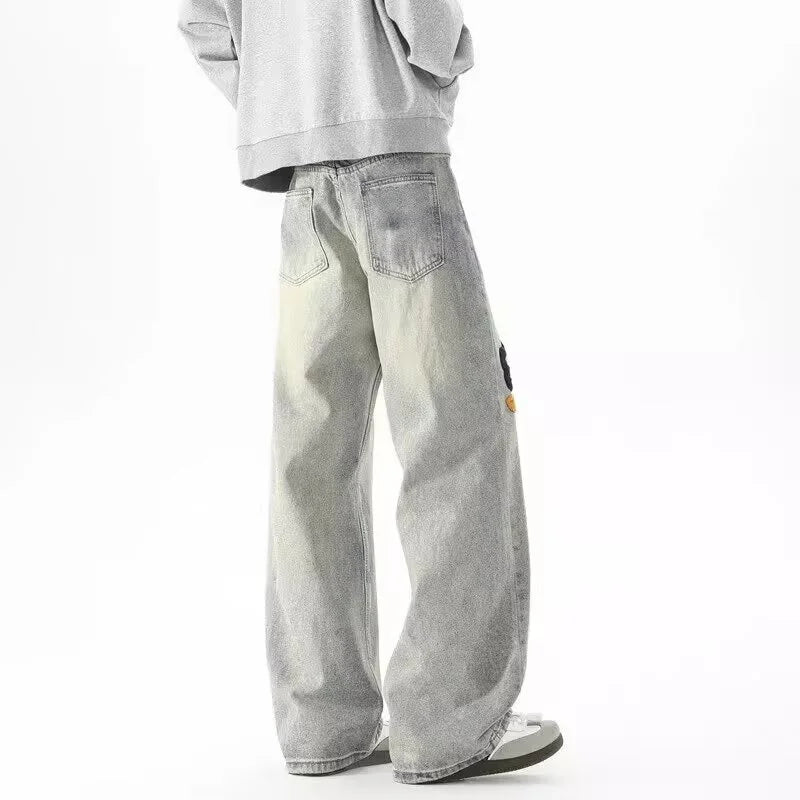Floral Embroidered Baggy Jeans