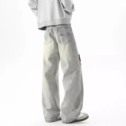 Floral Embroidered Baggy Jeans