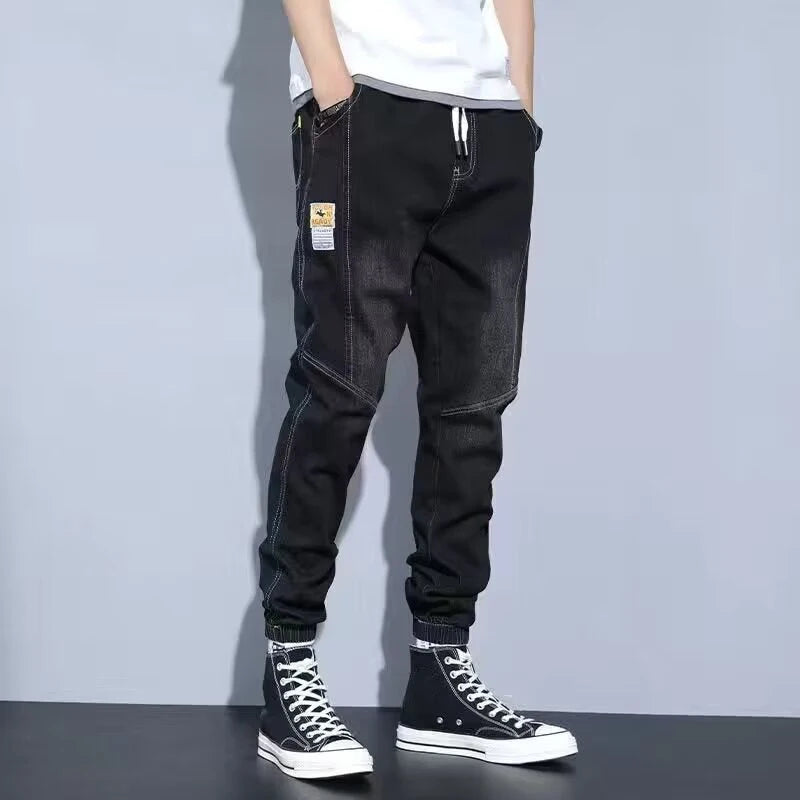 Elastic Harem Cargo Denim Joggers