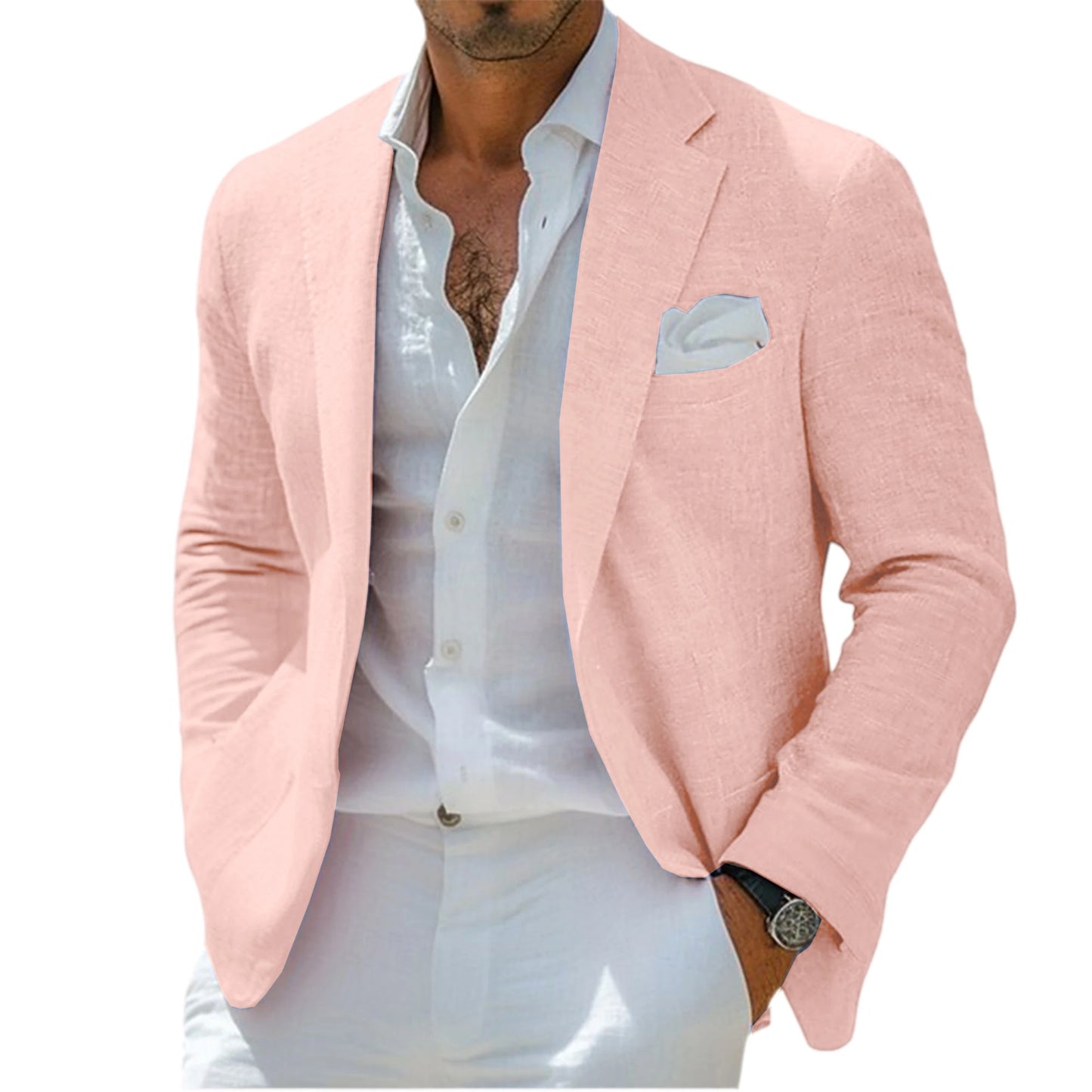 Linen Blend Notch-Lapel Sport Coat