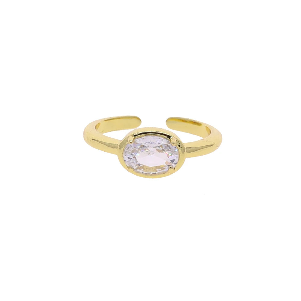 Oval CZ Adjustable Mood Ring