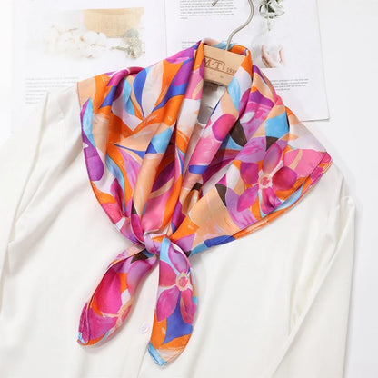 Pink Star Print Square Scarf