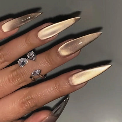 Almond Red Press Nails