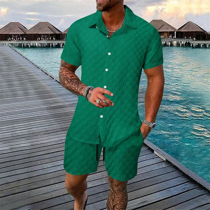 Blended Short-Sleeve Shorts Suit