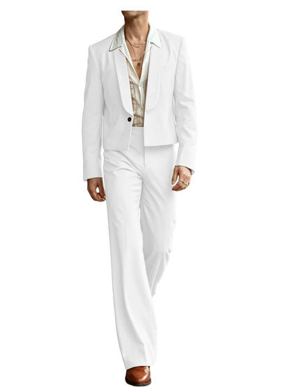 Cropped Blazer Flare Pants Tuxedo Set
