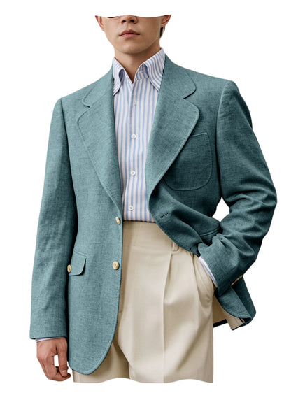 Linen Notch-Lapel Casual Blazer