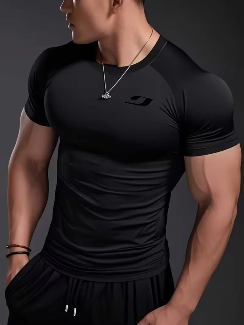 Gothic Print Compression Sports Tee
