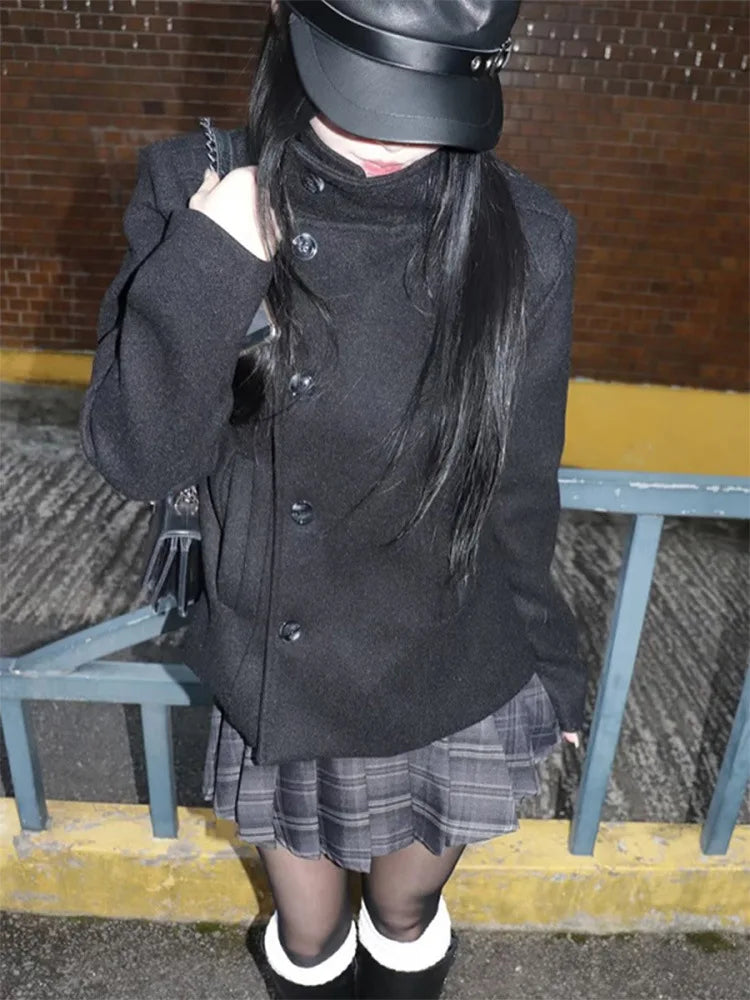 High-Neck Woolen Coat