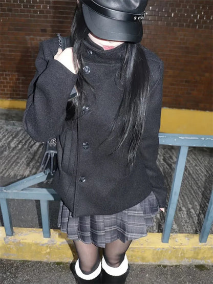 High-Neck Woolen Coat