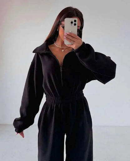 Half-Zip Lounge Jumpsuit