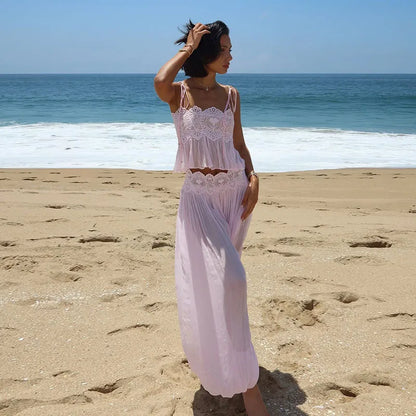 Lace Camisole Wide-Leg Pant Set