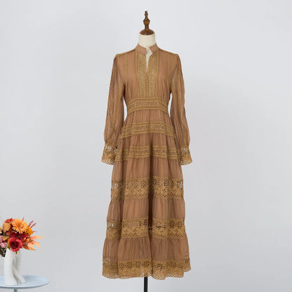 Lace Embroidery Maxi Dress