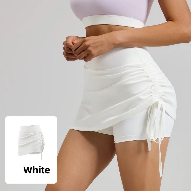 High-Waist Drawstring Sports Skort