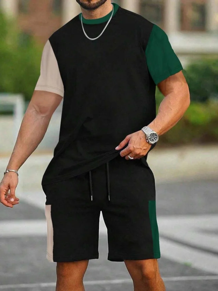 Casual T-Shirt Drawstring Shorts Set