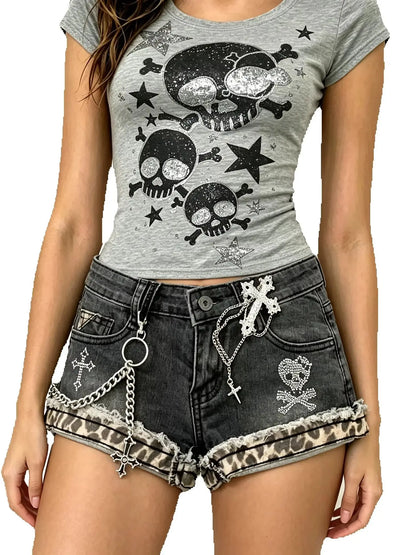 Patchwork Denim Shorts