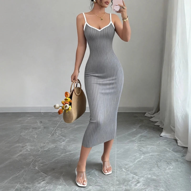 Spaghetti Strap Knit Midi Dress