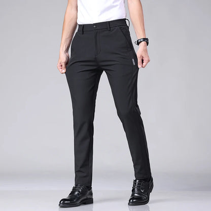 Ice Silk Slim Straight Trousers