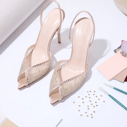Elastic Strap Thin Heel Sandals