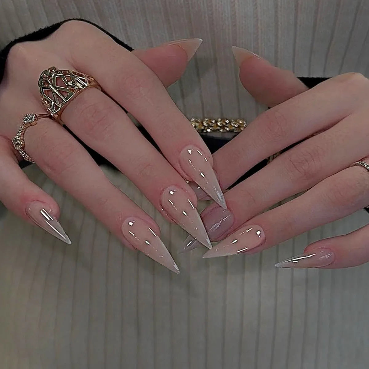 Almond Red Press Nails