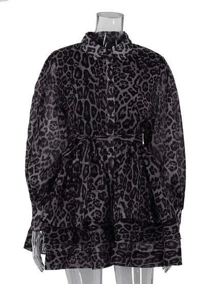 Leopard Print Ruffle Mini Dress