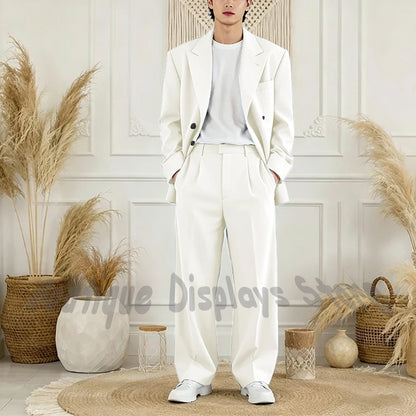 Peak-Lapel Loose Casual Suit Set