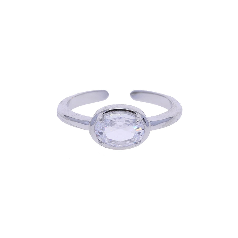 Oval CZ Adjustable Mood Ring