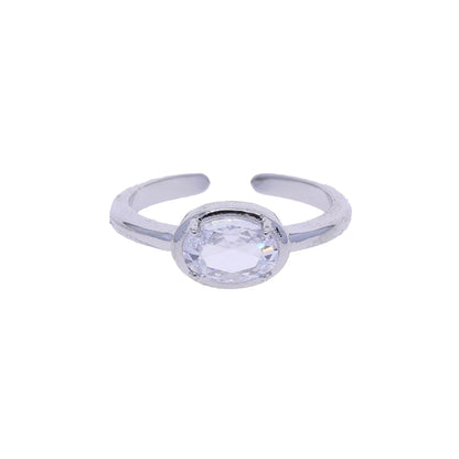 Oval CZ Adjustable Mood Ring