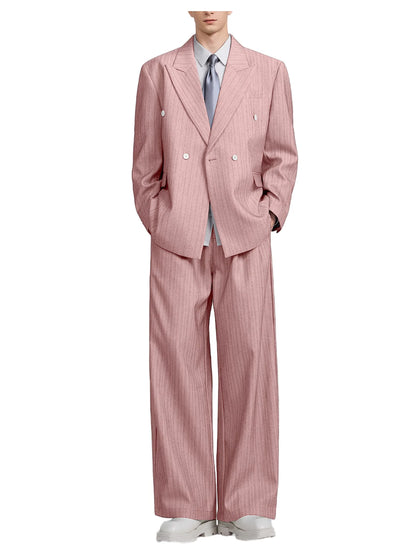 Pinstripe Double-Breasted Wide-Leg Suit