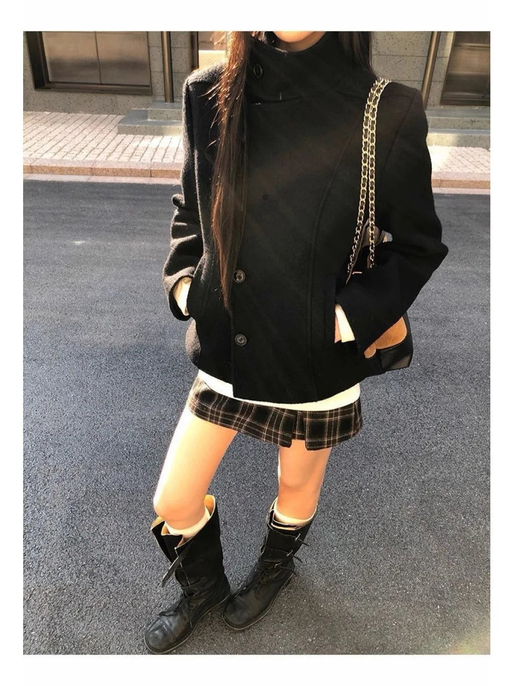 High-Neck Woolen Coat