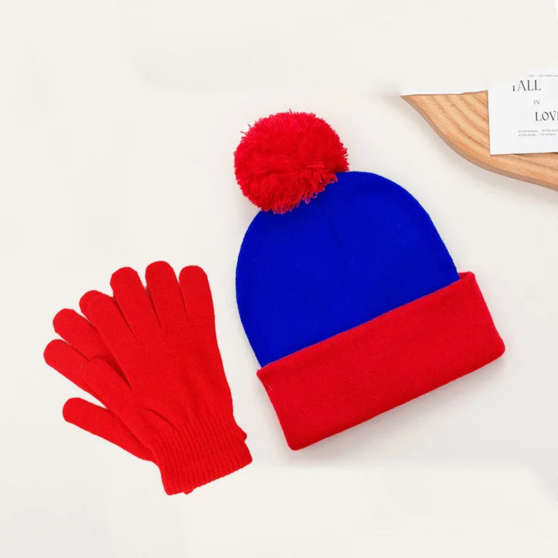 Cuffed Pom Beanie and Gloves Set
