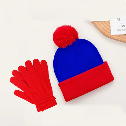 Cuffed Pom Beanie and Gloves Set