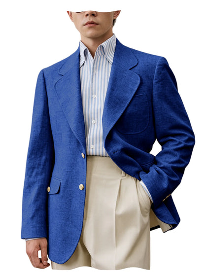 Linen Notch-Lapel Casual Blazer