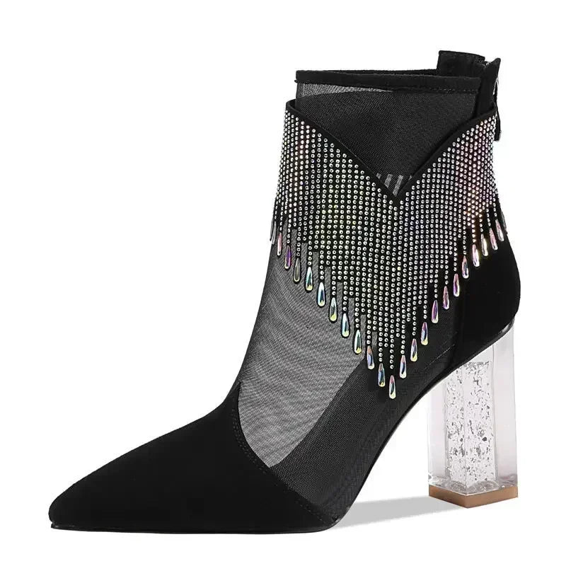 Rhinestone Tassel Dance Boots