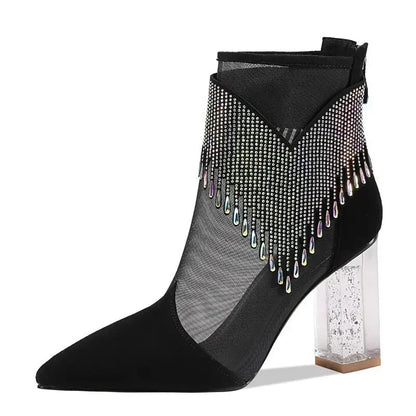 Rhinestone Tassel Dance Boots