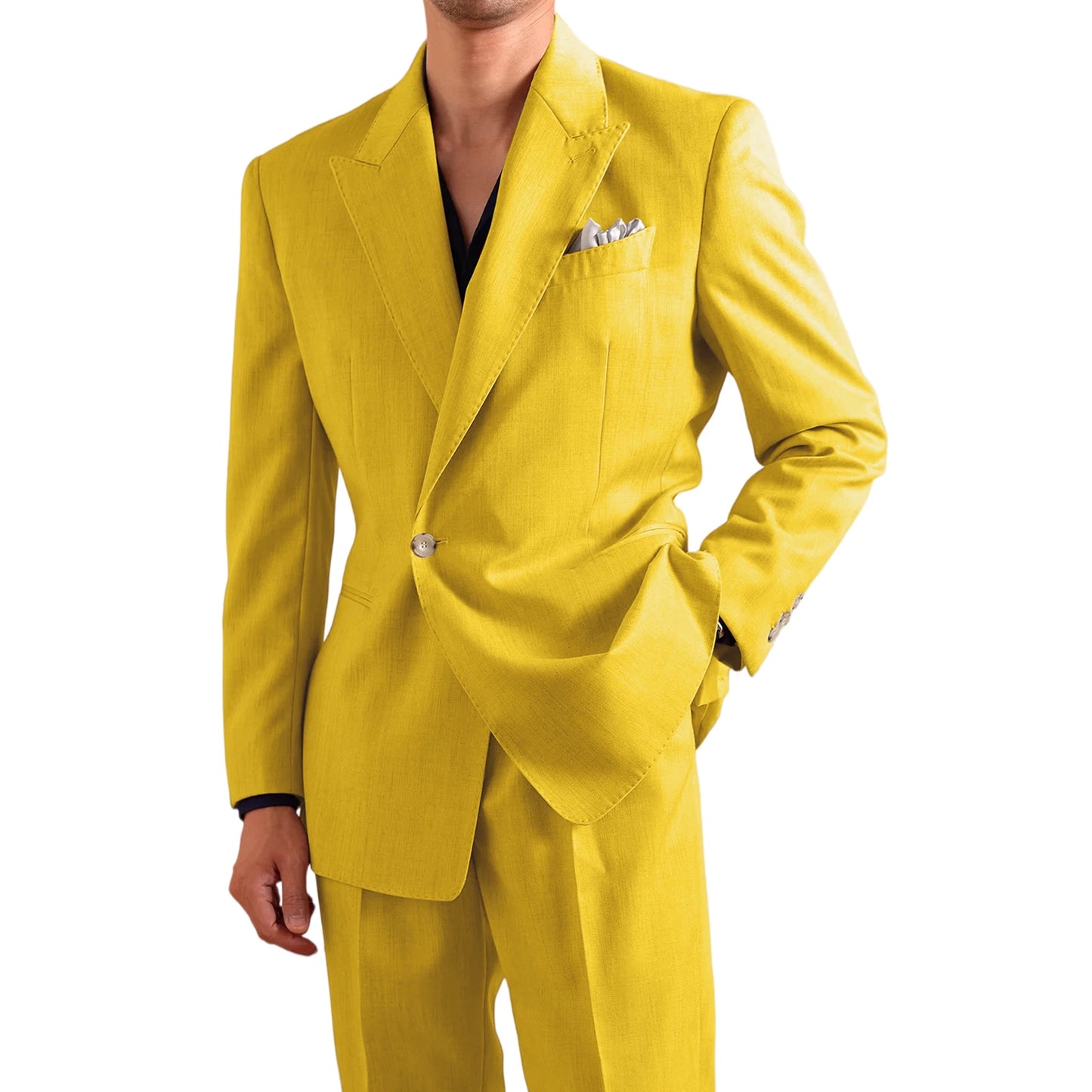 Linen Peak-Lapel Wedding Suit Set