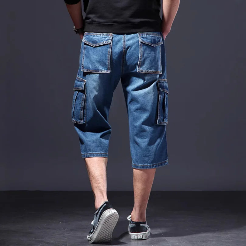 Multi-Pocket Workwear Denim Shorts