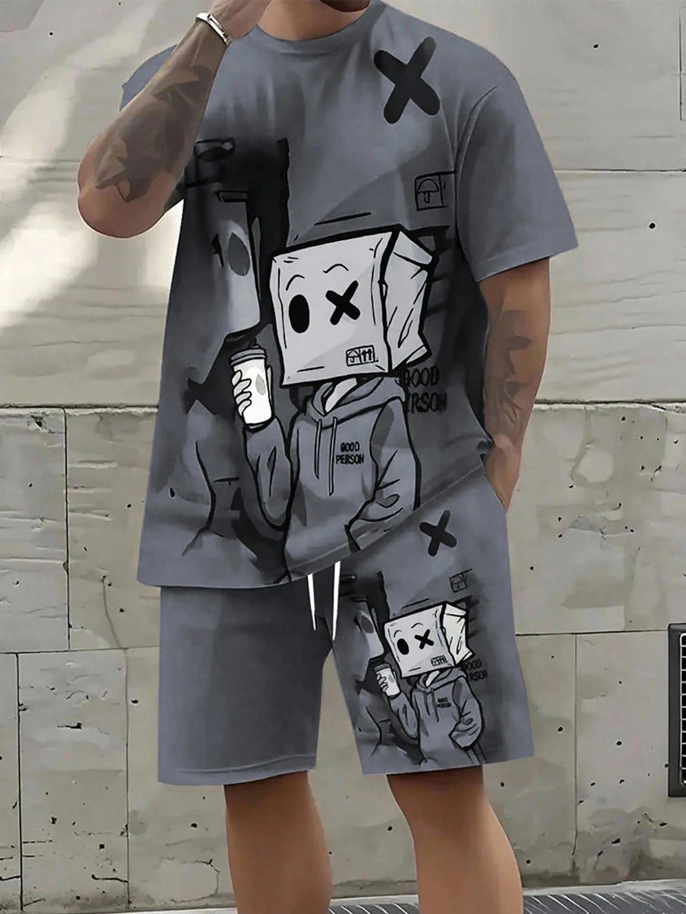 Graffiti Print Loose Sports Set
