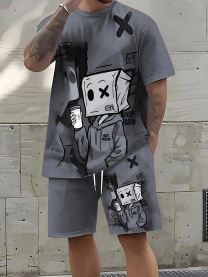 Graffiti Print Loose Sports Set