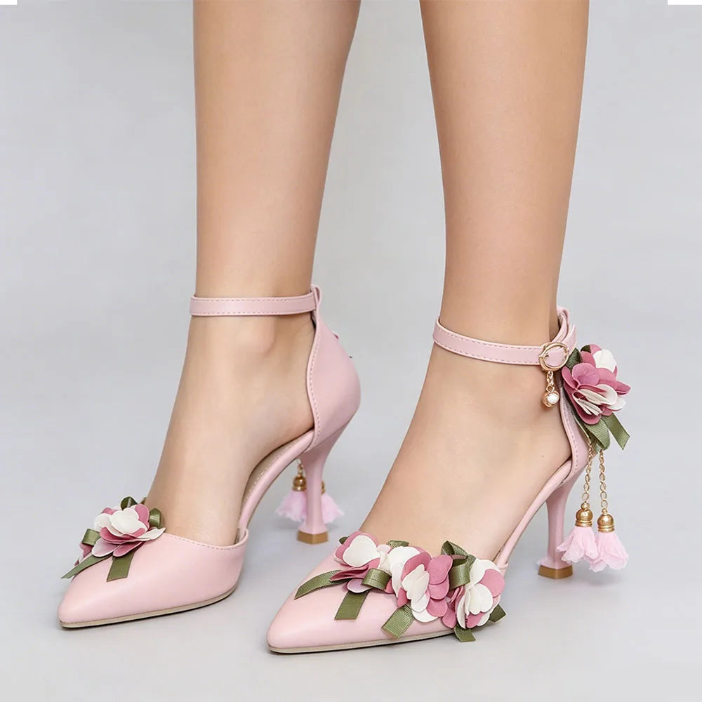 Floral Patchwork Ankle Strap Sandals