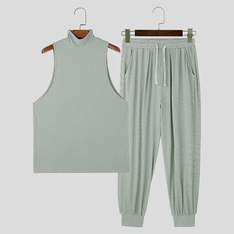 Turtleneck Tank Top Drawstring Set