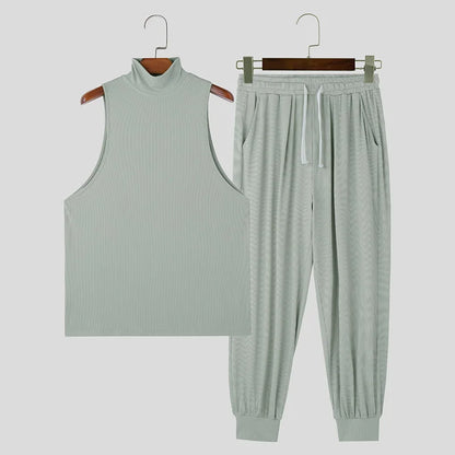 Turtleneck Tank Top Drawstring Set