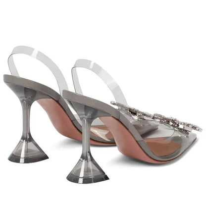 Rhinestone Bow Transparent Pumps